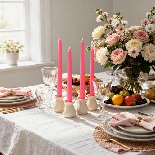 Viyffo Taper Candles, 10 Inch, 4 Pack, Clear Pink – Unscented, Smokeless - Image 2