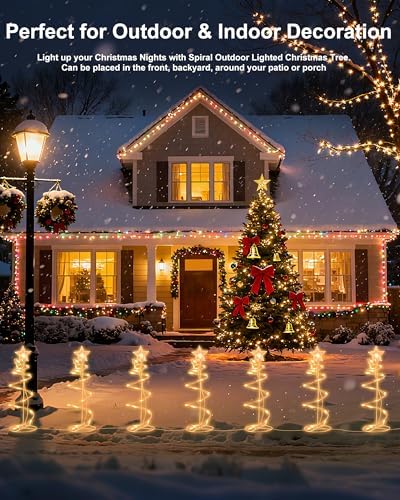 Christmas Decorations Spiral Christmas Tree Outdoor Pathway 4 Pack 19IN - Image 5