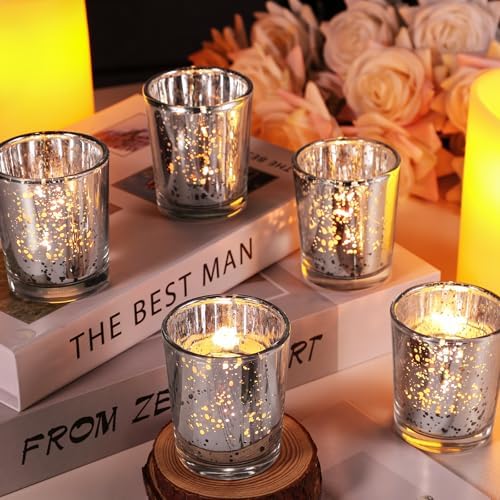 UPBUD Silver Votive Candle Holders Set of 24 - Image 6