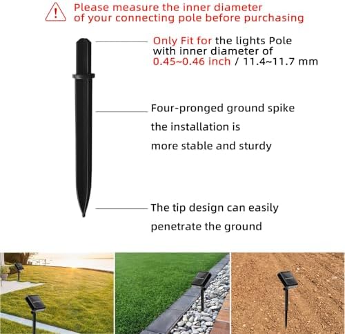 10 Pack Solar Light Stakes Replacement (Fit for Lights Pole Inner Diameter 0.45 inch), ABS Reinforced Ground Spikes, Solar Panel Spikes for Outdoor Pathway Christmas Lights Yard Garden Deco - Image 4