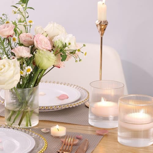 Glass Cylinder Vases for Centerpieces - 4 Inch Small Flower Vase for Wedding Decorations, Clear Glass Flower Vases Floating Candle Holder for Table Centerpiece Wedding Home Decor (6 Pack) - Image 3