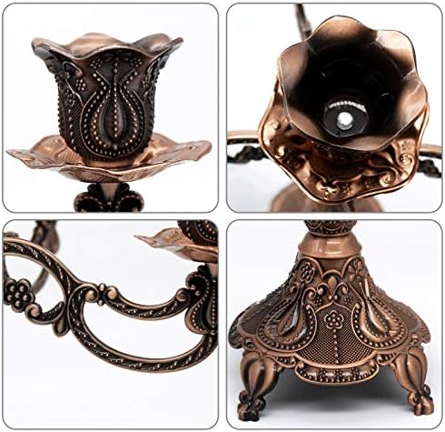 Metal Candelabra 5-Candle 10.1 Inch Tall Candle Holder Stick for Home Wedding Event and Party Festival,Red Bronze - Image 5