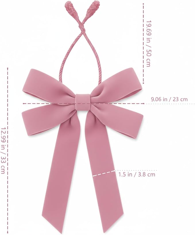 Soulchen 12 Pcs 20 Inches Christmas Garland Ties with Large Velvet Bows Reusable Holiday Wreath Twist Tie Bows for Banister Christmas Tree Indoor Outdoor Party Decorations (Pink)