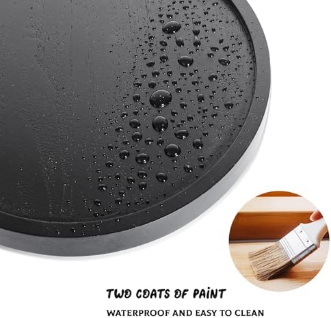 Round Decorative Tray Wood Bathroom Counter Organizer Farmhouse Kitchen Decor Wooden Riser for Soap Dish, Perfume, Candle, Sponge, 10" - Black - Image 5