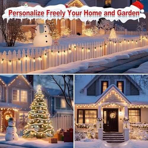 45Ft C9 30 Led Bulbs Christmas Pathway Lights Outdoor, Warm White Waterproof Connectable Christmas Walkway Lights for Driveway, Yard, Lawn, Sidewalk Decorations - Image 5
