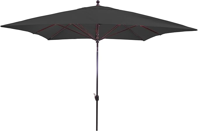 Galtech Premium Black Sunbrella Umbrella 10FT, Withstands Winds, Stand Alone Patio Shade, Auto Tilt, Square Design, Fade Resistant Fabric
