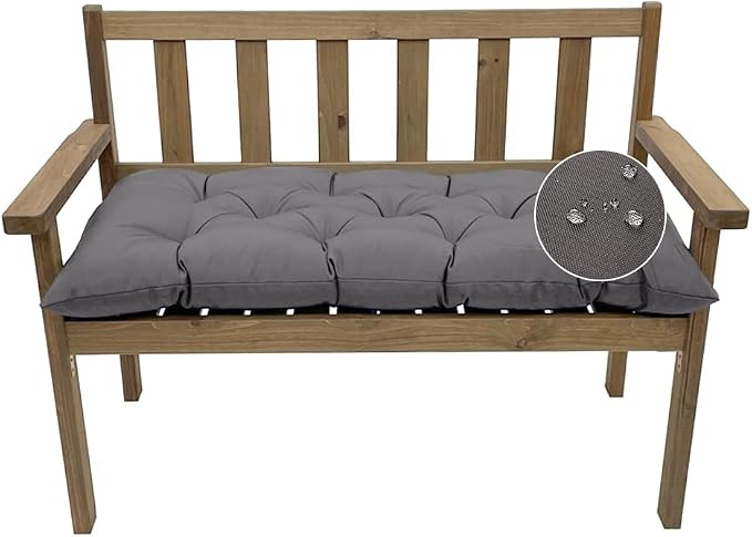 Outdoor Bench Cushion, Waterproof Swing Cushion Bench Seat Cushion, Swing Chair Replacement Seat Pads Cushion Pillow for Lounger Garden Furniture Patio Metal Wooden Bench (Dark Grey, 39.37x20in)
