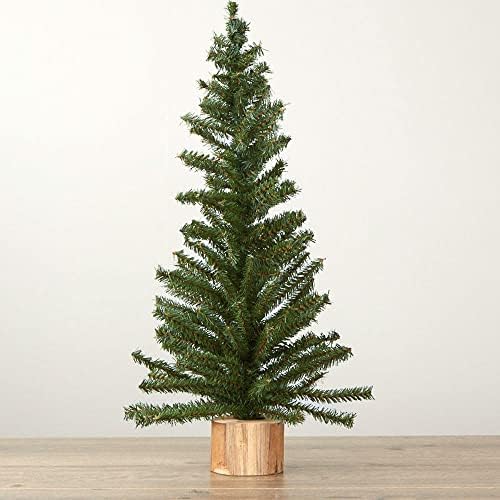 Pack of 2 Small Artificial Canadian Pine Christmas Trees 24 inch Pine Trees with Wood Bases - Add to Holiday Décor and Decorations in Home or Office - Image 3