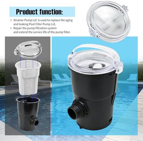 SPX1500D2A Pool Pump Lid Compatible with HayWard PowerFlo/LX/II(No O-Ring) | XQK Pool Pump Cover Grade Clear Pool Pump Strainer Cover Replacement parts for the Above Ground Pool filter Pump