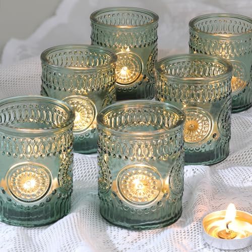 Lanttu 12pcs Green Votive Candle Holders 2.1"x2.56" Tealight Candle Holder by Lanttu