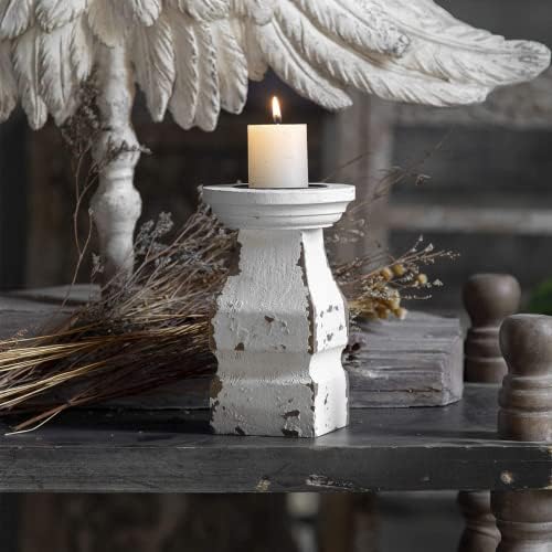 SOFE Distressed White Candle Holder, Rustic Candle Holder for Pillar Candle - Image 2