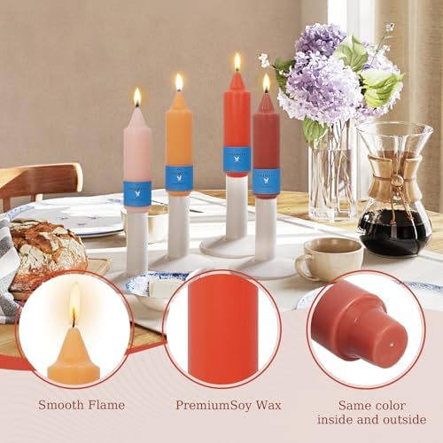 Smokeless Candlesticks Short Taper Candle,Unscented 5 Inches Gradient Orange Candle Sticks Dripless Tapered Candles for Home Décor Gifts - Image 3