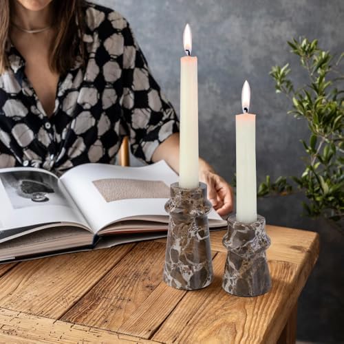 Vixdonos Marble Candle Holder Set of 2 Taper Candle Candlestick Mantle Candle Stand for Home Decor,Wedding,Party and Table Centerpieces(Brown) - Image 6