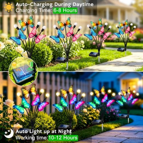 VOOKRY Solar Lights,Butterfly Firefly Swaying Realistic Fluttering Motion - Image 3