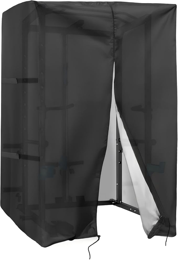 Squat Rack Cover, Waterproof Outdoor Gym Equipment Covers with Zipper for Squat Rack/Weight Lifting Rack/Home Gym Workout Equipment