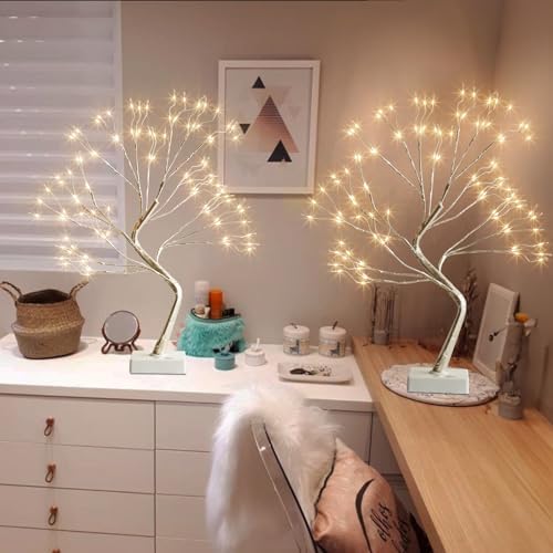 Fairy Lights Spirit Tree, Lighted Tabletop Bonsai Tree (2PK Sliver) - Image 3