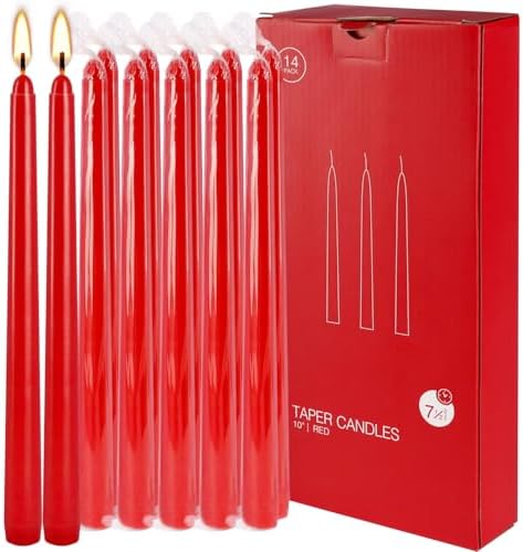 14 Pack Tall Taper candles-10 inch Red Unscented Candles with 8-Hour Burn Time for Christmas, Weddings, New Year Celebrations, Festive Gatherings - Image 7
