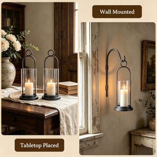 Wall Candle Sconces Hurricane Candles Holder, Modern Pillar Candle Lantern - Image 4