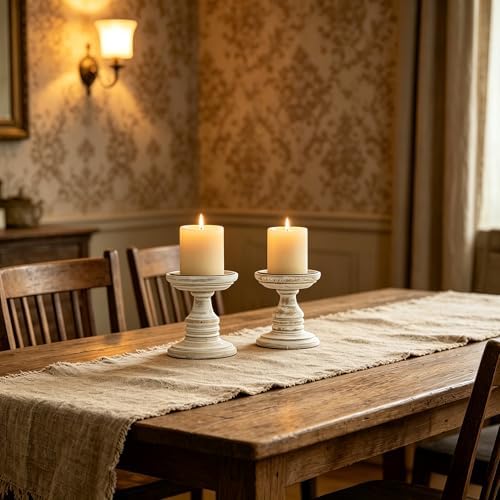 Hosley's Set of 2 White Wood Pillar Holders - 5" High. Ideal Gift for Weddings, Special Occasion, Spa, Aromatherapy Settings, Candle Gardens W1 - Image 7