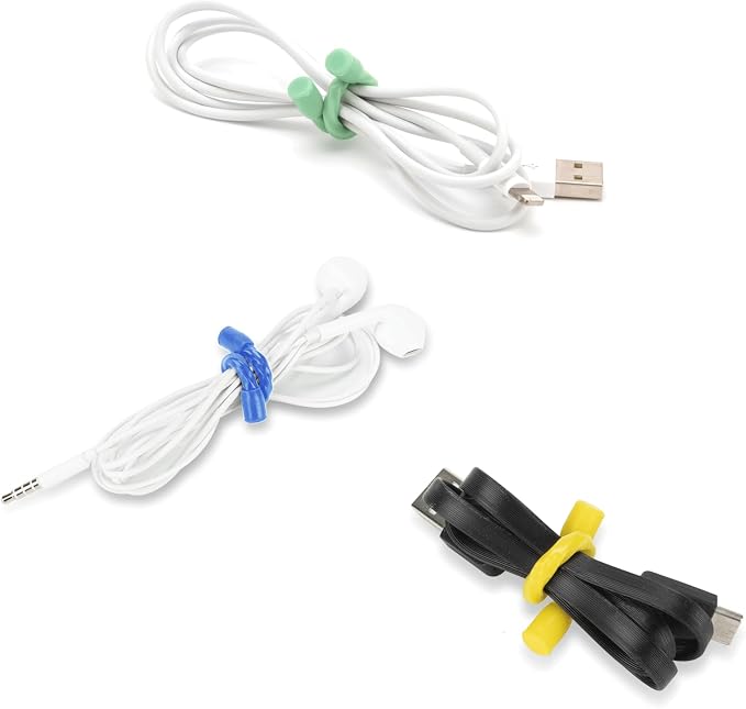 10 PCS 4-Inch Silicone Cable Ties - Reusable Twist Ties Bendable Steel-Core Rubber Cable Ties for Bundling and Holding, All Purpose Cord Tie for Indoor and Outdoor (5 Colors)