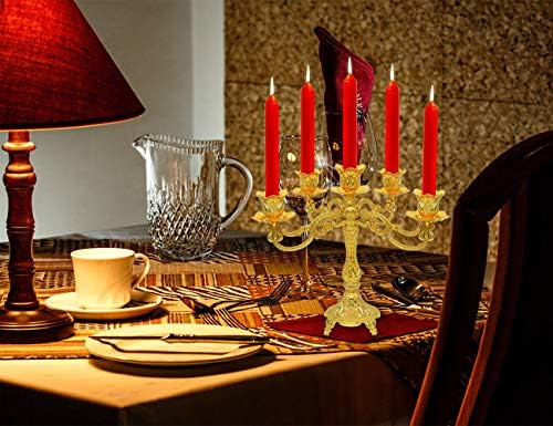 Metal Candelabra 5-Candle 10.1 Inch Tall Candle Holder Stick for Home Wedding Event and Party Festival,Gold - Image 2