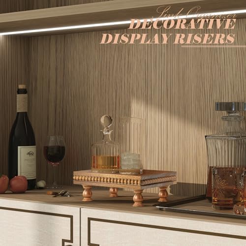 EOSAHR Acacia Wood Riser: Pedestal Stand for Bathroom Decor, Brown - Image 4