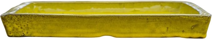 15 Inch Plant Saucer (Ceramic) - Square Yellow Flower Pot Tray - Handcrafted, Durable Planter Base