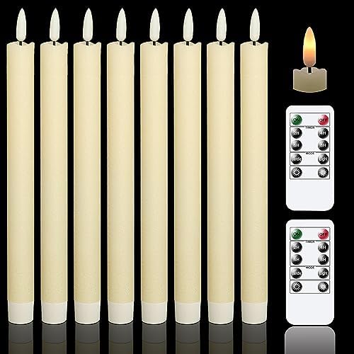 GenSwin Flameless Taper Candles LED Battery Operated Remote Timer Ivory by GenSwin