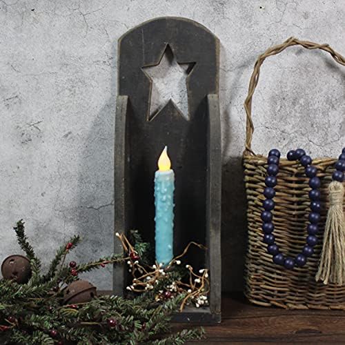 CVHOMEDECO. Real Wax Hand Dipped Battery Operated LED Timer Taper Candles Rustic Primitive Flameless Lights Decor, 6-3/4 Inch, Teal, 2 PCS in a Package - Image 4