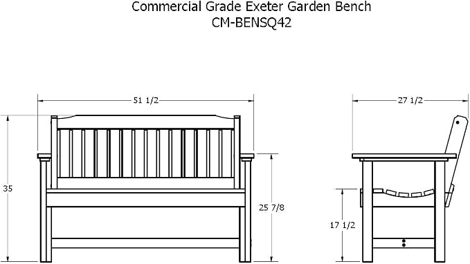 Sequoia Professional CM-BENSQ42-ACE Commercial Grade Exeter 4 Foot Garden Bench, Weathered Acorn