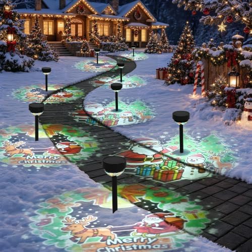 Solar Christmas Lights Outdoor Waterproof,Santa Claus Decor, 8 Pack by Tisejoy
