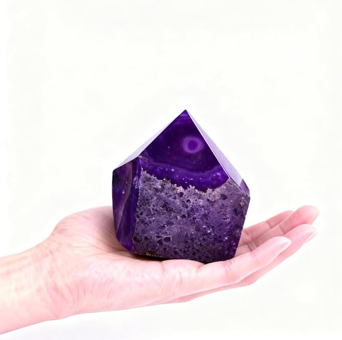 Agate Wand Rough Irregular Column Geode 1.1-1.7 Lbs Dyed Purple for Gothic Theme DIY Patio Garden Calm Corner Craft Ornament