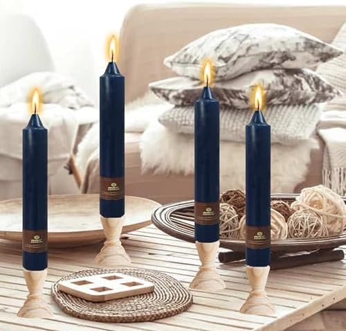 Navy Taper Candle 9 Inch Long Candlesticks Unscented Dripless Tapered Candle Set for Home Decor Wedding Party Dinner Candles, 4 Pack - Image 2