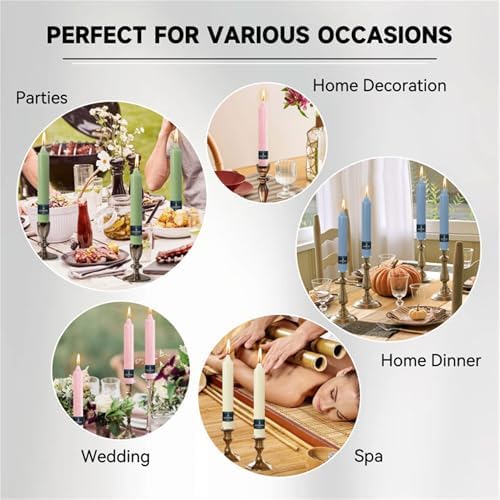 Candy Taper Candle Dripless Candlesticks - Gedengni 4pcs Unscented Candles Long Candle Sticks 7inches Tapered Candles for Home Party Wedding Restaurant Holiday Decor,18D-PGWB - Image 5