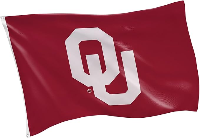 NCAA University of Oklahoma Flag with Grommets, 3'x5' Oklahoma Sooners Outdoor College Flags & Banners for Garden Patio Indoor Wall Décor