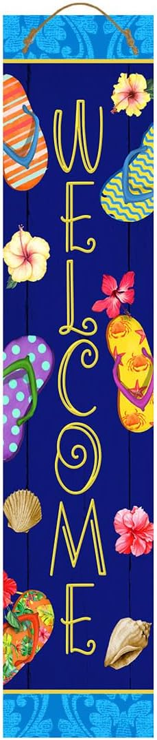 Briarwood Lane Spring Double Sided Reversible Pine Porch Leaner 47x9.5 Butterflies Flip Flops For Spring Porch Leaner