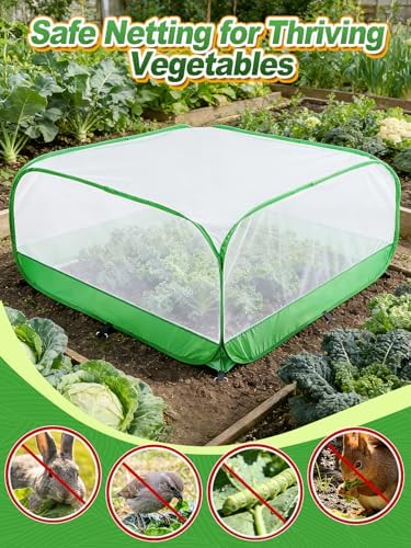 Pop Up Garden Netting for Square Raised Beds, 3.3'L x 3.3'W x 1.65'H - Image 6