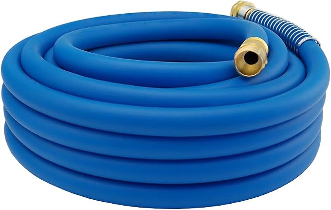Guitrees 25FT 3/4 Heavy Duty Rubber Garden Hose - 200psi Working, 1000psi Burst - Hot/Cold Water - Five-Layered Braiding for Durability - Versatile for Gardening, Agriculture, Construction(Blue)