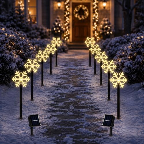 BRIGHTDECK Snowflake Solar Christmas Lights Outdoor, 10 Pack Yard Stakes by BRIGHTDECK