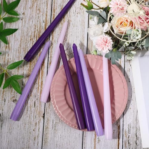 MTLEE 16 Pcs 10 Inch Long Taper Candle Stick Smokeless, Gradient Purple - Image 3
