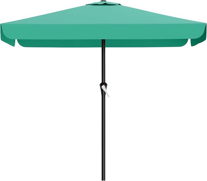 AreShark 8 X 10 FT Large Rectangular Patio Umbrella with Valance, Outdoor Table Market Umbrella w/Crank & 8 Ribs, Rectangle Outdoor Umbrellas for Garden, Deck, Yard and Poolside, Sky Blue