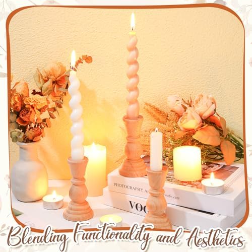 Nitial 12 Pcs Wood Candlesticks Holders - Image 6