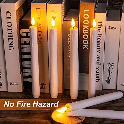 Homemory 6 Pcs Flameless Taper Candles with Remote, Timer, Dimmer, 9.6 Inches Plastic White Led CandleSticks with Flickering Light, Battery Operated Window Candles for Halloween Christmas Decoration - Image 4