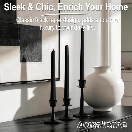 Black Taper Candles - 12 Pack 10 Inch Black Candlesticks Dripless Unscented Wax Long Burning Tall Tapered Candles Smokeless for Halloween Gothic Decor Spells Rituals Home Party - Image 5