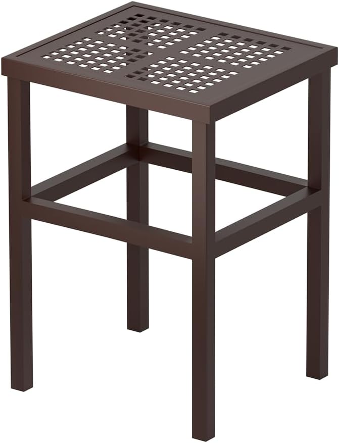 Tall Plant Stand 23" Aluminum Indoor &Outdoor Rustproof | Extra-Sturdy 23" tall Aluminum Plant Stand – Ideal for Patios, Gardens, Living Room Decoration (Brown)