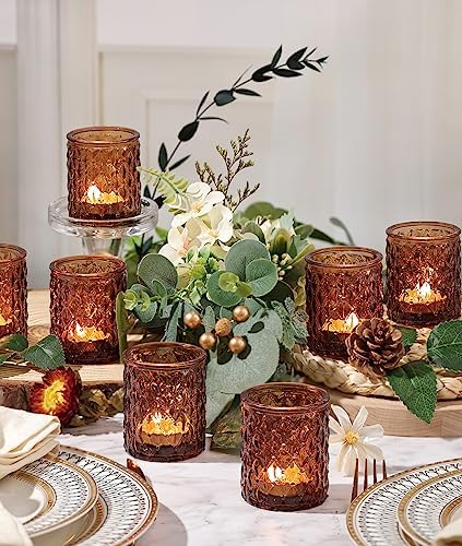 36 Pack Vintage Amber Votive Candle Holders, Glass Tealight Candle Holders - Image 5
