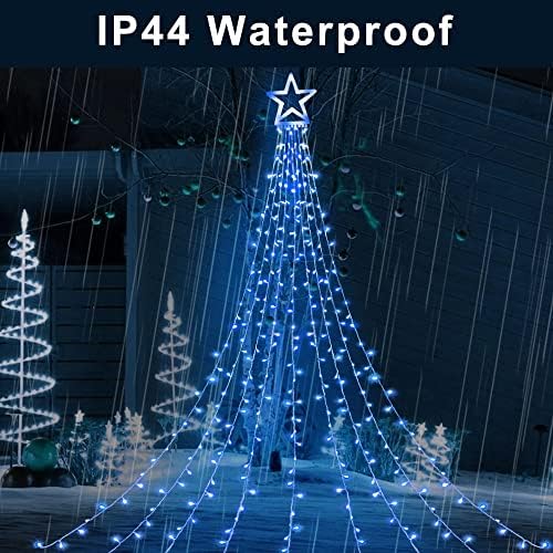 Outdoor Christmas Decorations Star String Lights, 320 LED 11.5 ft Waterfall Tree Lights with 8 Lighting Modes Christmas Star Lights for Indoor Outdoor Yard Home Festival Party Xmas New Year Decor - Image 5
