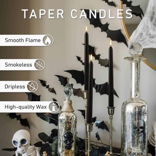 50 Pack Black Taper Candles - 10 Inch Classic Unscented Dinner Candles, Dripless Pure Paraffin Wax with Cotton Wicks, 8-Hour Burn Time for Wedding, Christmas & Formal Dining Decor - Image 4