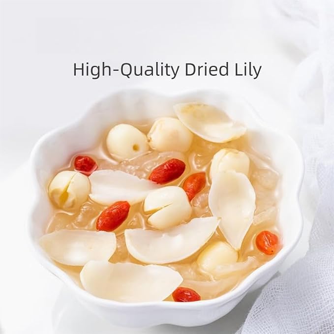 Dried Lily- Pure Natural Chinese Herbal Medicine-Dried Lily Bulbs 8.81oz/250g Used for making soup-Brewing tea- 百合干(Dried Lily)