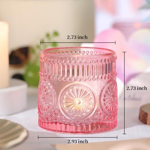 6Pcs Large Votive Candle Holders Pink Glass Tealight Candle Holders - Image 3